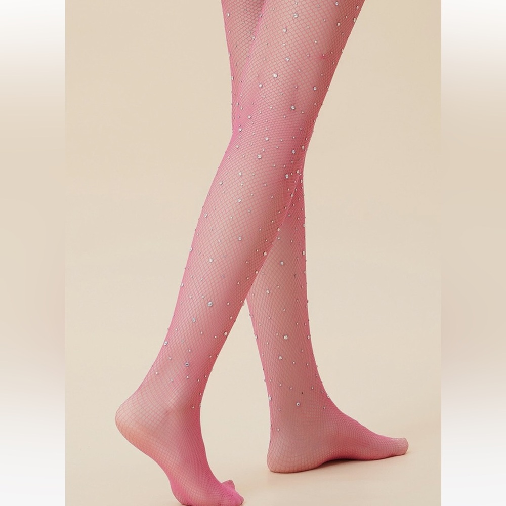 Sparkling Rhinestone Fishnet Stockings/Tights - Picture 10 of 10